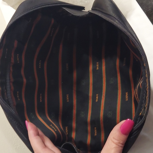 Authentic Loewe Large Anagram Black Leather Clutch Cosmetic Bag Vintage - Picture 11 of 12